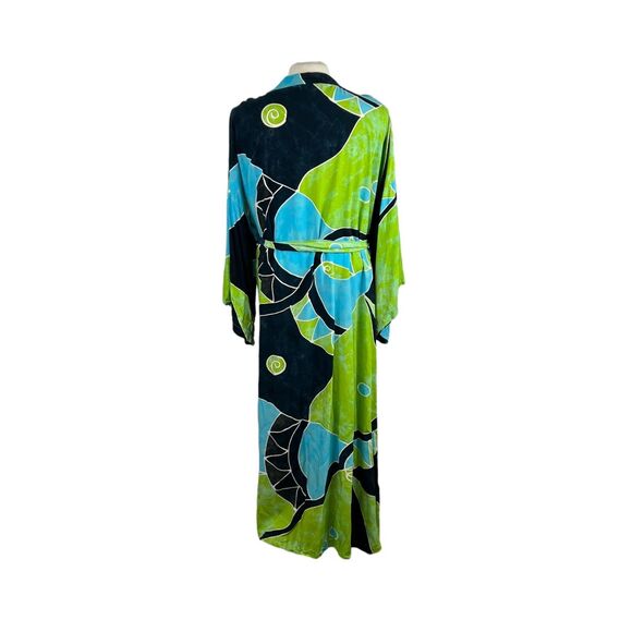 Lotus-Traders Batik Kimono 4X Colorful Abstract Art to Wear Duster Cover Up - Picture 2 of 14